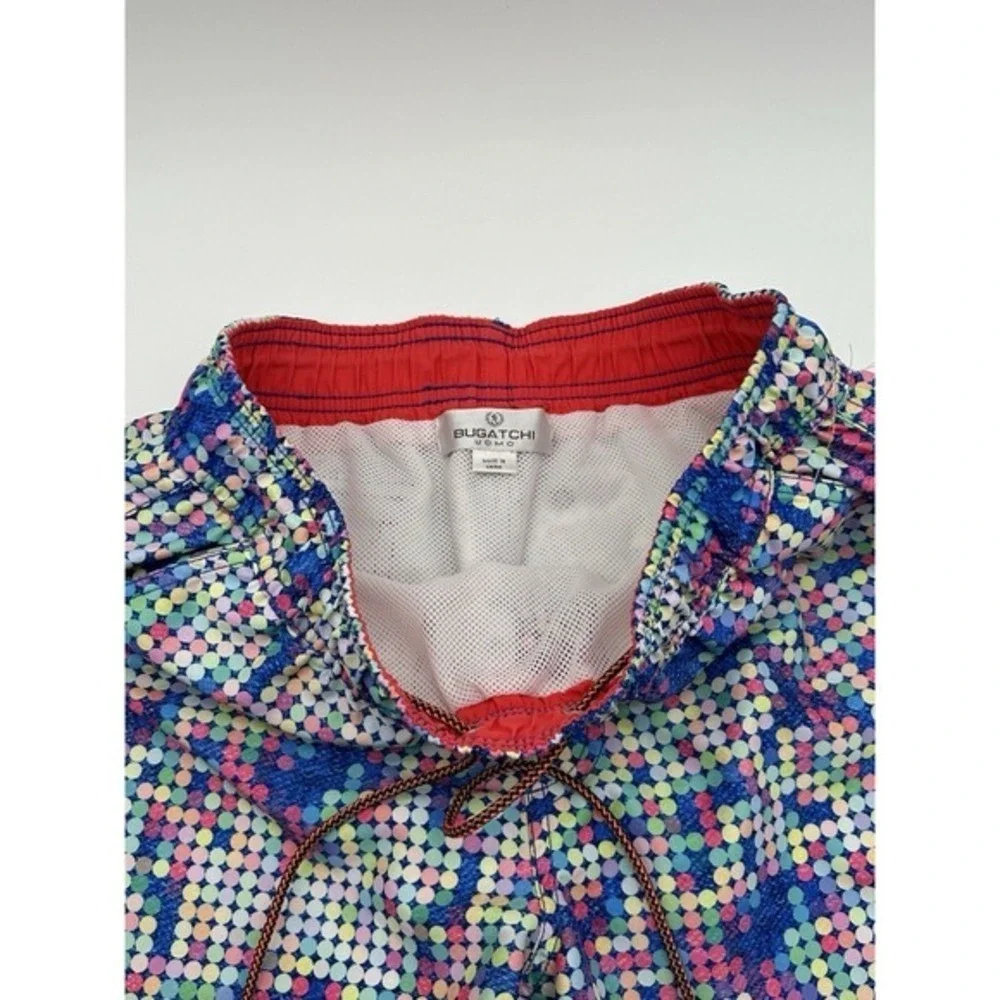 Bugatchi Uomo Mens Multicolor Dot Pixel Print Swim‎ Trunks Mesh Lined Shorts M